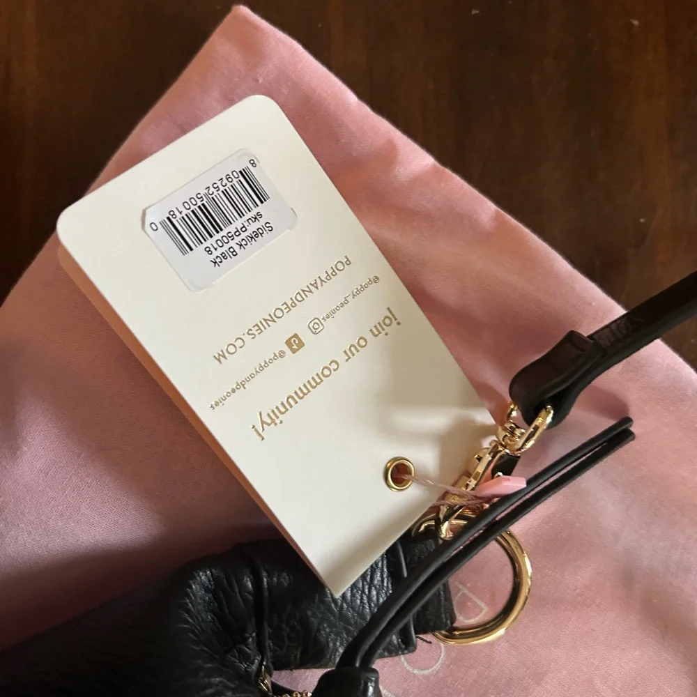 Poppy & Peonies Black Pebbled Leather Crossbody Belt Bag - Picture 12 of 14
